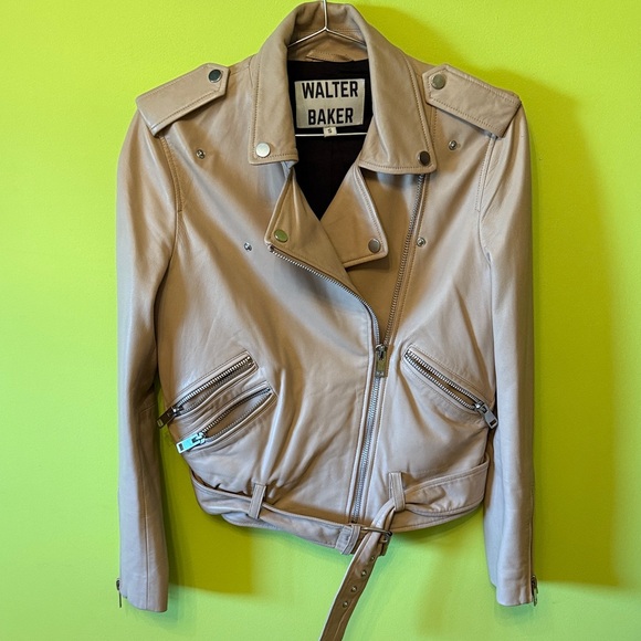 Walter Baker Light Pink Dust Leather Jacket - Picture 1 of 6